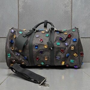 Moschino Couture NWT Colorful Gem-Embellished Duffel Bag Retails $3500
